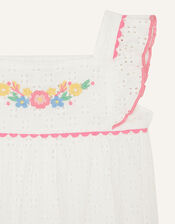 Newborn Floral Broderie Romper, White (WHITE), large