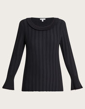 Smart Ribbed Frill Jumper with LENZING™ ECOVERO™ , Black (BLACK), large