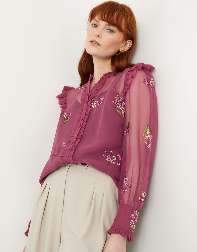 Maxine Embroidered Blouse, Pink (PINK), large