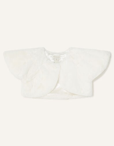 Baby Faux Fur Shrug, Ivory (IVORY), large