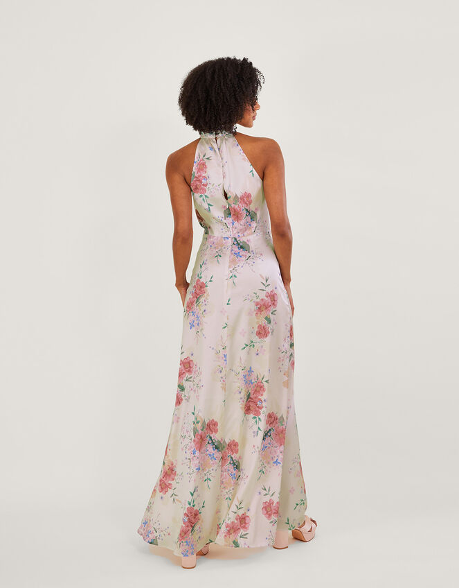 Palmer Floral Satin Maxi Dress, Ivory (IVORY), large