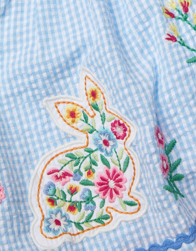 Baby Top & Gingham Pinafore Dress Set, Blue (BLUE), large