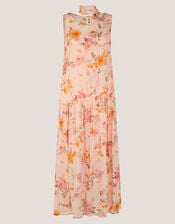 Cassia Floral Print Midi Dress, Nude (NUDE), large