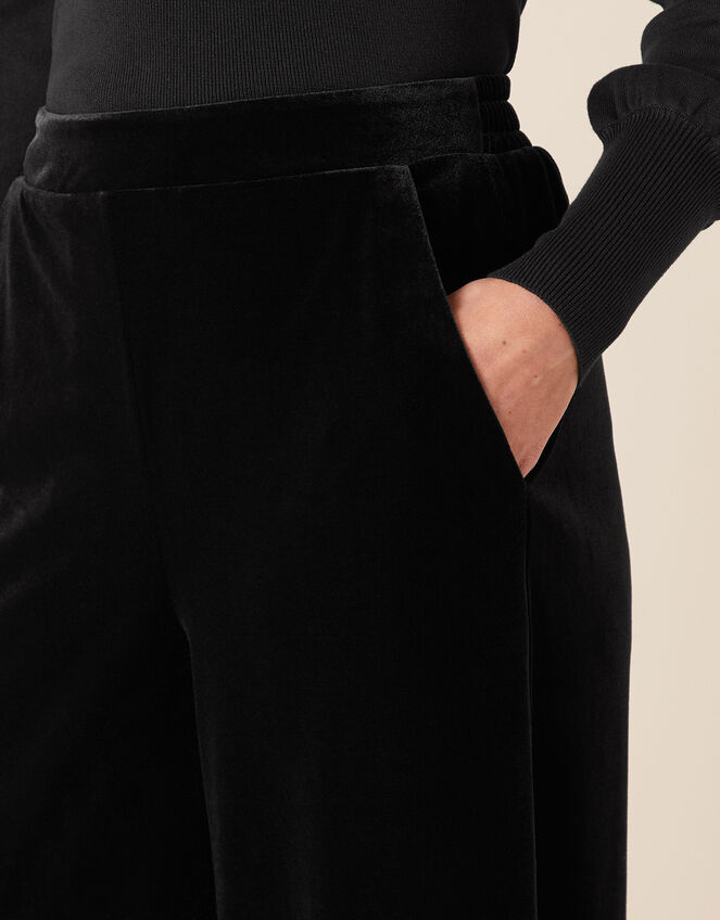 Velvet Cropped Trousers, Black (BLACK), large