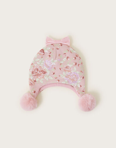 Baby Floral Trapper Hat, Pink (PINK), large