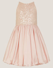 Sequin Bubble Hem Party Dress, Pink (PALE PINK), large
