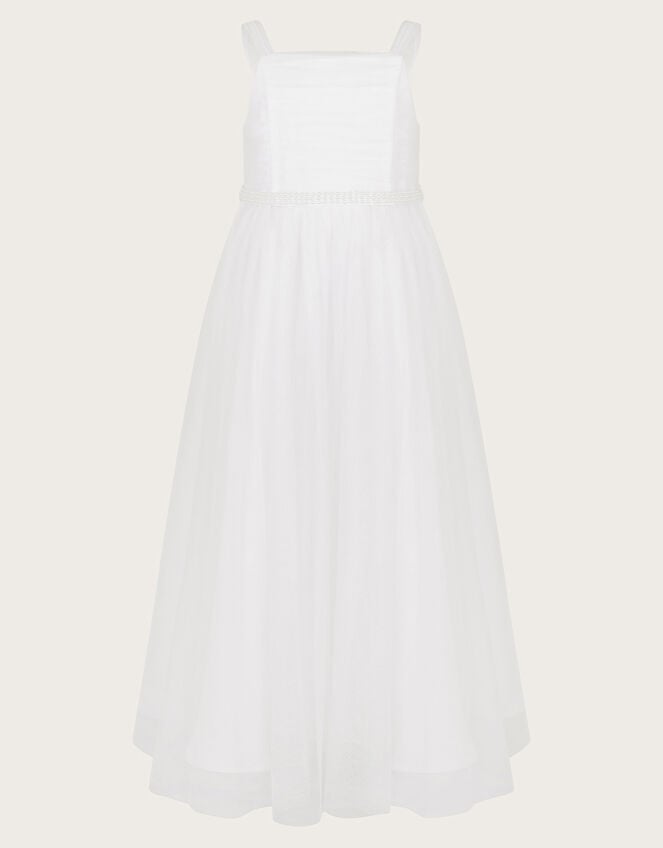 Fleur Pearly Tulle Communion Dress, White (WHITE), large