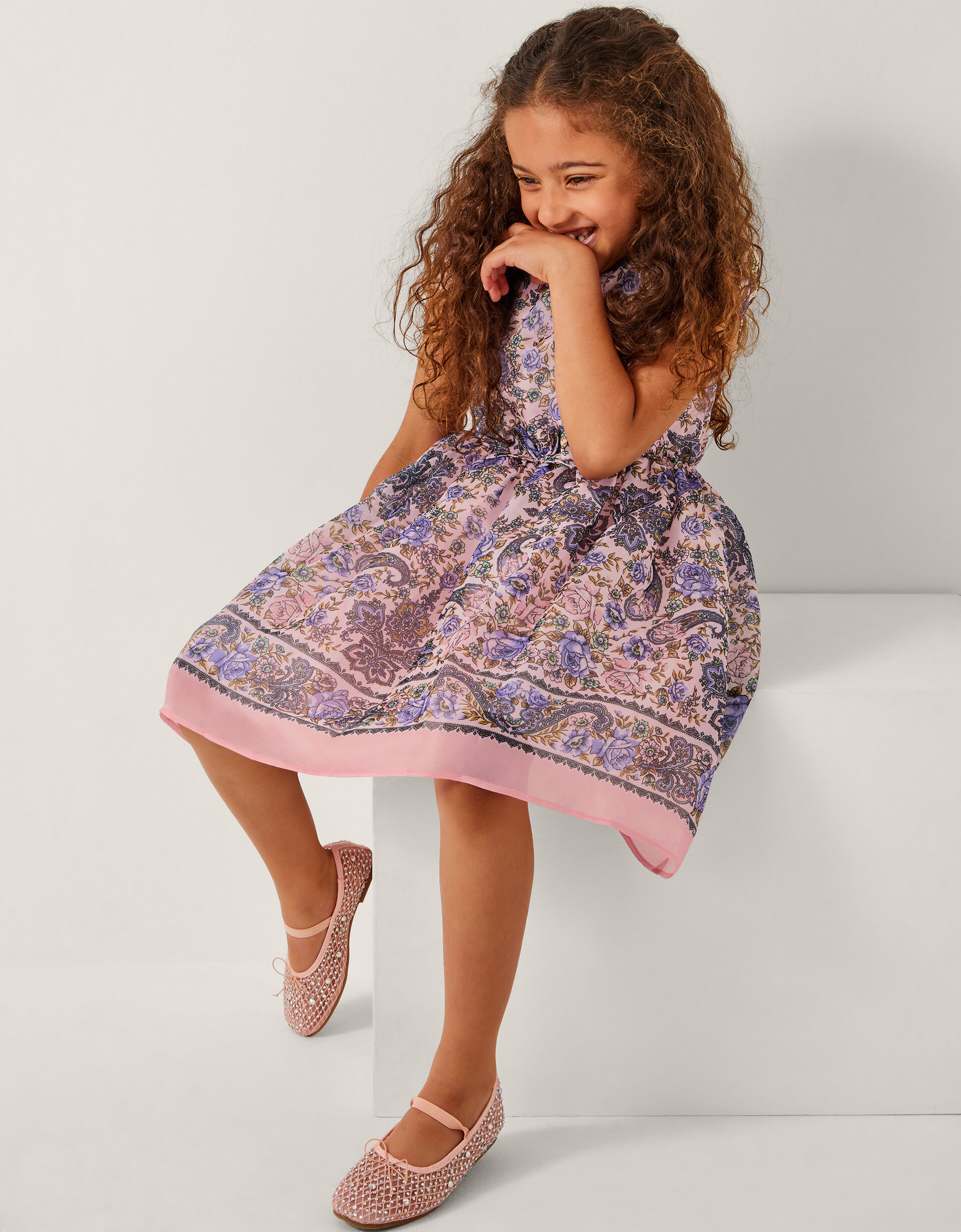 Poppy Floral Paisley Print Dress Pink