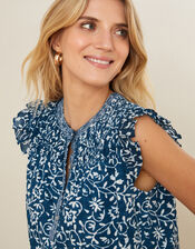 Bailey Batik Print Top, Blue (NAVY), large