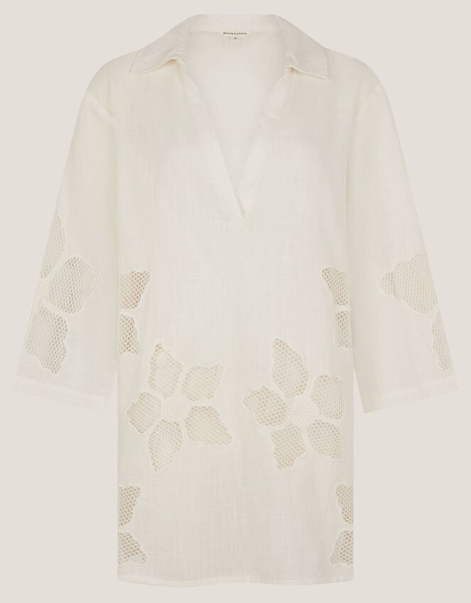 Joanna Cutwork Beach Shirt Ivory