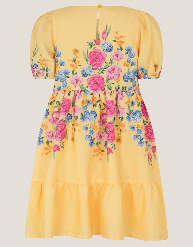 Floral Puff Sleeve Dress, Yellow (YELLOW), large