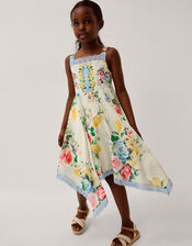 Amalfi Lemon Print Hanky Hem Dress, White (WHITE), large