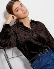 Vida Velvet Shirt, Brown (CHOCOLATE), large