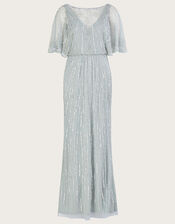 Elizabeth Embellished Shorter Length Maxi Dress in Recycled Polyester, Green (GREEN), large