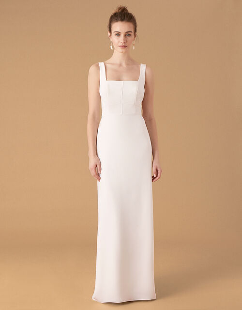 Deja Square Neck Bridal Dress, Ivory (IVORY), large