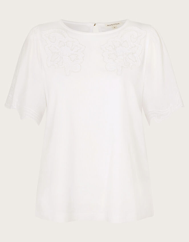 Tatianna Embellished T-Shirt, Ivory (IVORY), large