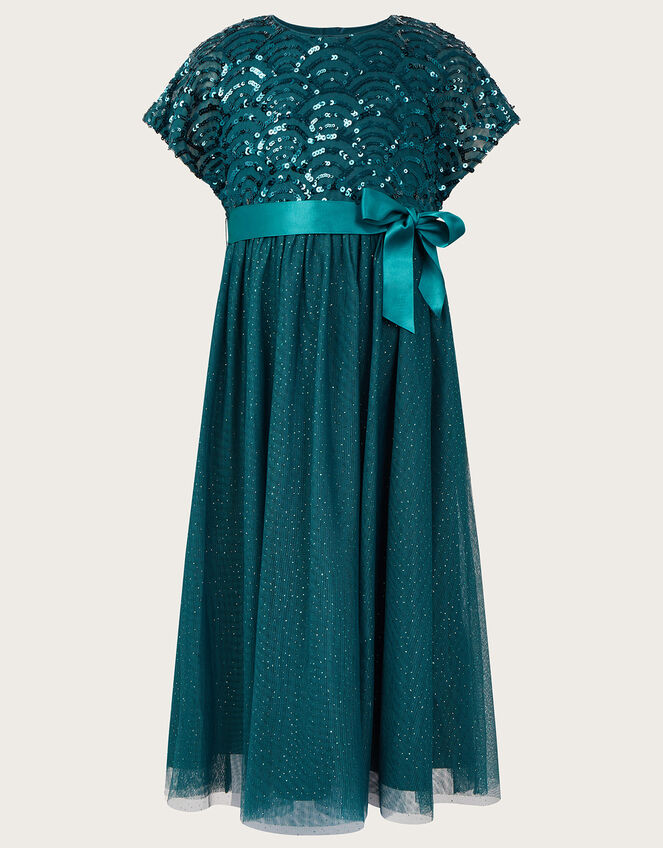 Truth Cape Sleeve Deco Sequin Dress, Teal (TEAL), large
