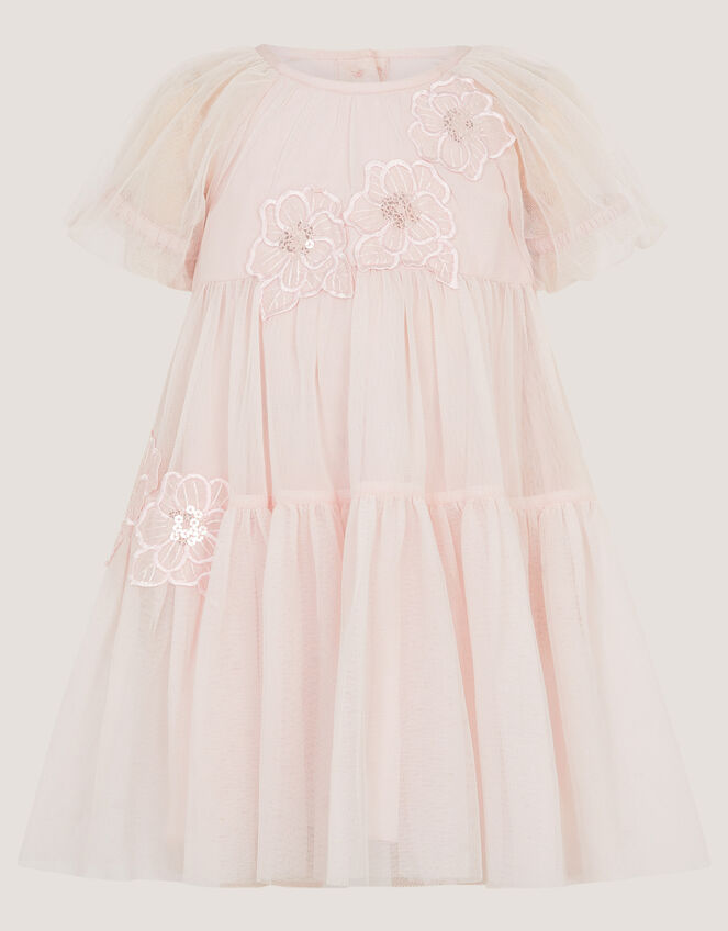 Baby Leila Embroidered Tulle Party Dress, Pink (PALE PINK), large