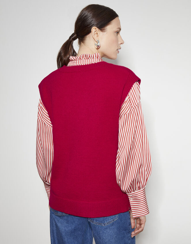 Zuri Zip Detail Knitted Vest, Red (RED), large