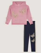 Sequin Butterfly Hoodie & Leggings Set, Pink (PINK), large