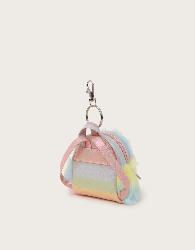 Rainbow Faux Fur Backpack Bag Charm, , large