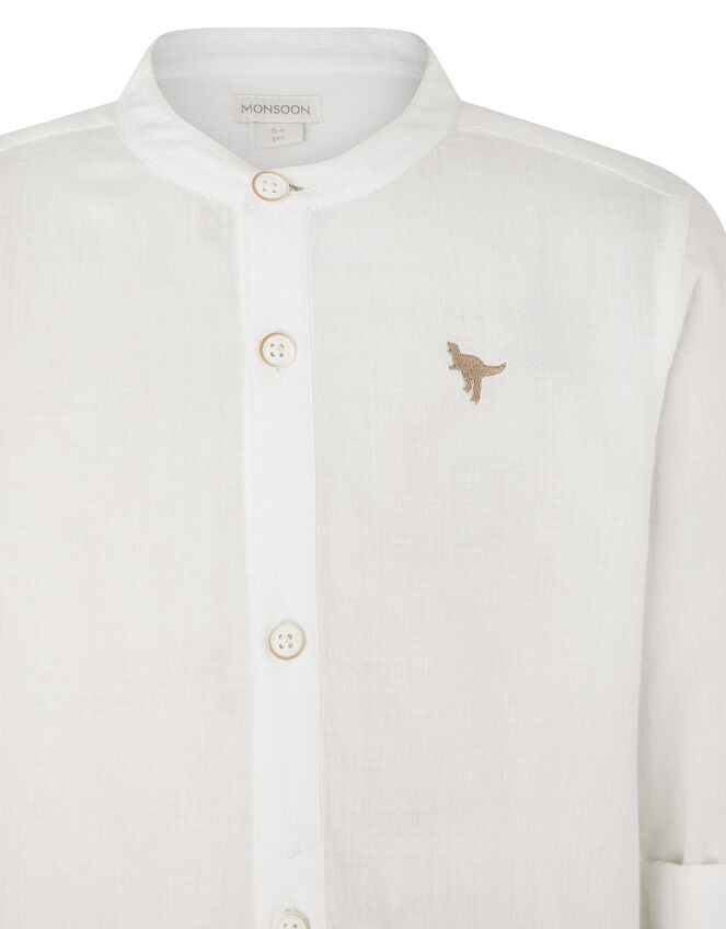 Toby Shirt with Embroidered Dinosaur, Ivory (IVORY), large