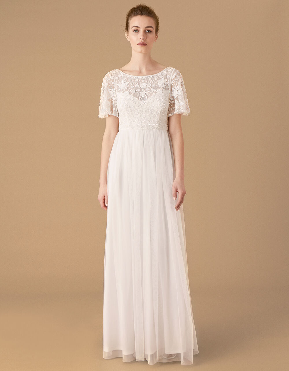 Wedding The Bride | Shelly Floral Embellished Bridal Dress Ivory - YG83880