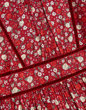 Long Sleeve Ditsy Floral Dress, Red (RED), large