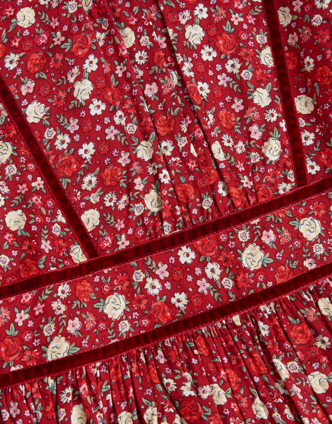 Long Sleeve Ditsy Floral Dress, Red (RED), large