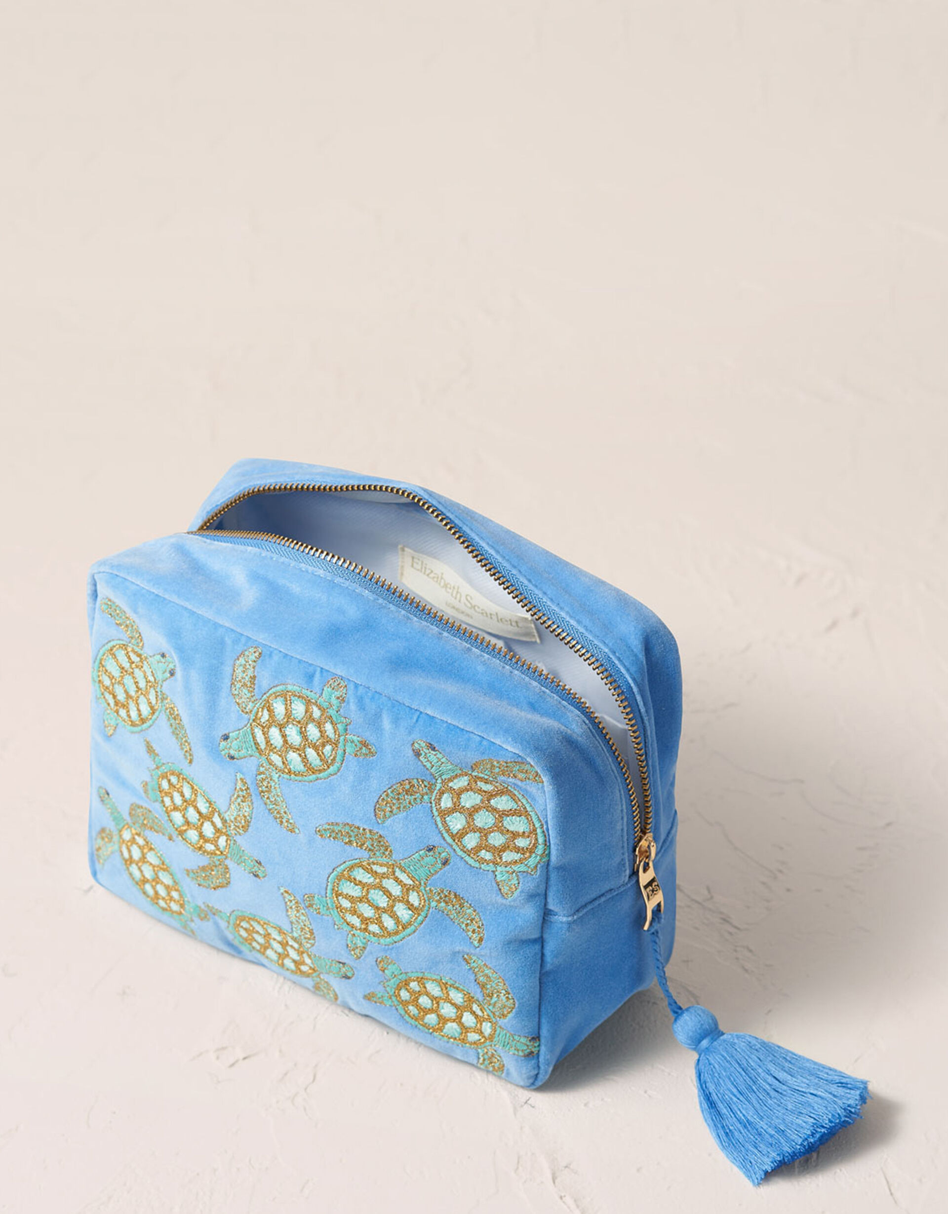 Elizabeth Scarlett Turtle Velvet Wash Bag