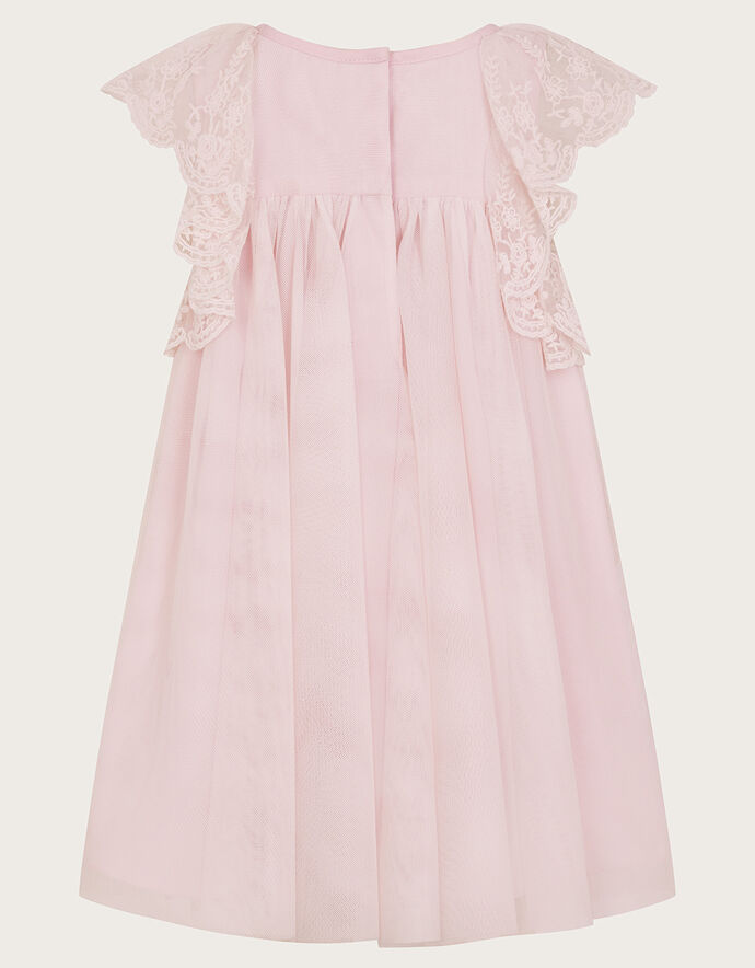 Bebe Frill Sleeve Lace Dress in Pink