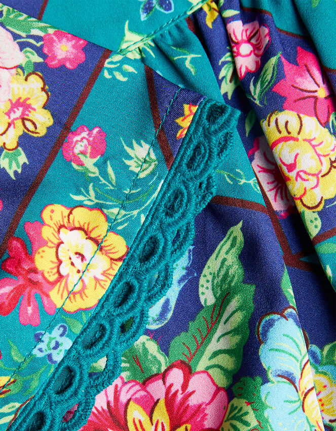 Patchwork Print Hanky Hem Dress Teal | Girls' Dresses | Monsoon UK.