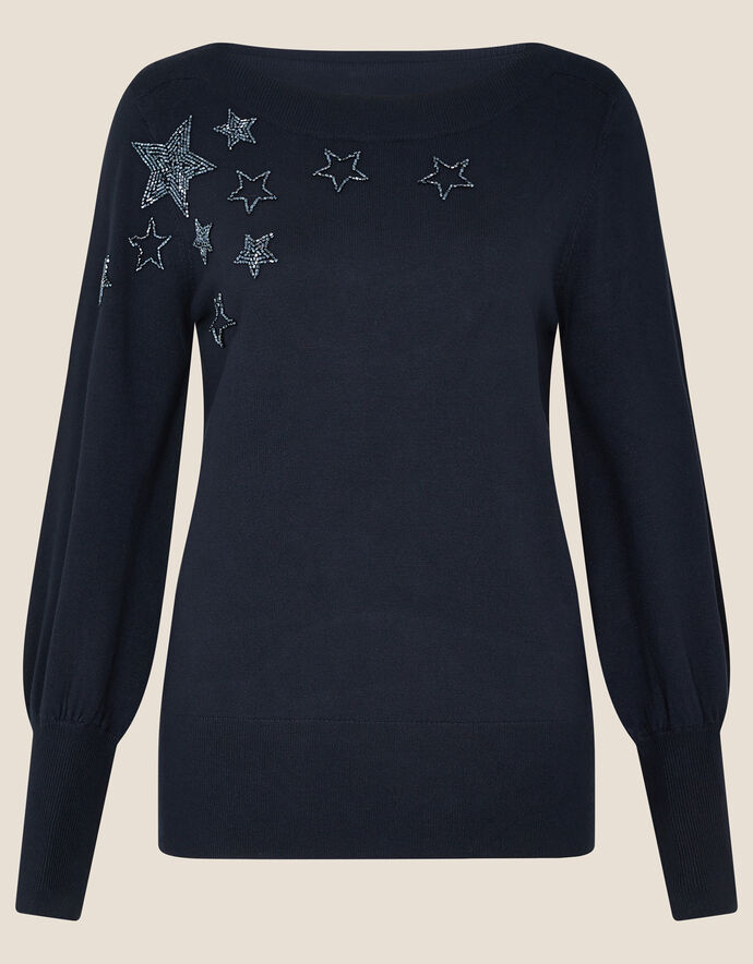 Beaded Star Jumper Blue | Jumpers | Monsoon UK.
