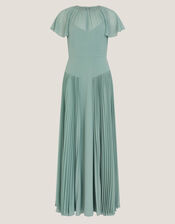 Madison Flutter Sleeve Pleated Bridesmaid Dress, Green (SAGE), large