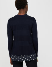 Leonard Woven Hem Jumper, Blue (NAVY), large