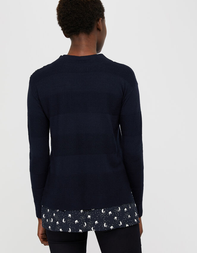 Leonard Woven Hem Jumper, Blue (NAVY), large