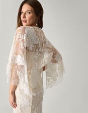 Eileen Cape Embellished Floral Lace Wedding Dress, Ivory (IVORY), large