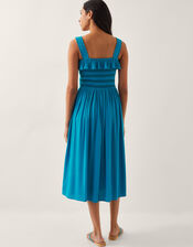 Salma Smocked Sleeveless Midi Dress, Blue (TURQUOISE), large