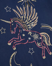 Unicorn Embellished Puff Sleeve T-Shirt, Blue (NAVY), large