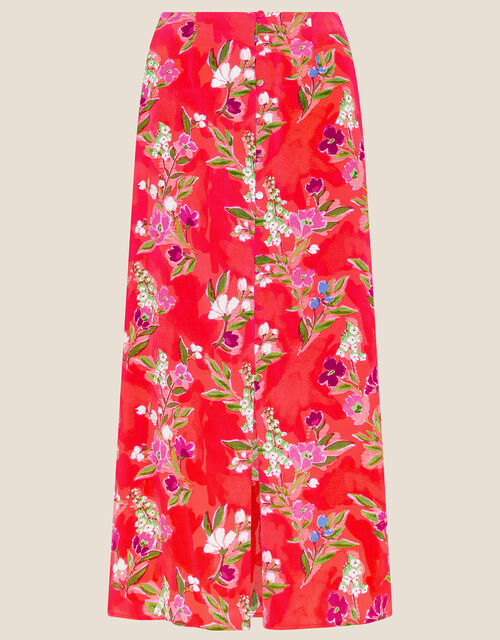 Khloe Floral Button Down Skirt, Orange (ORANGE), large