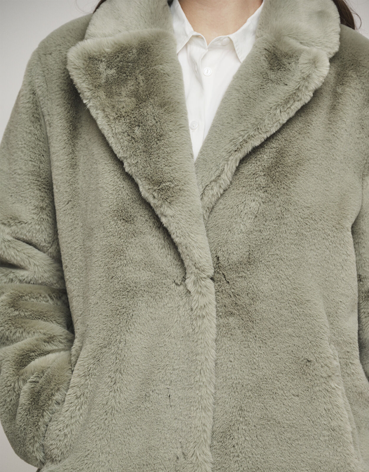 Rino and Pelle Faux Fur Coat Green