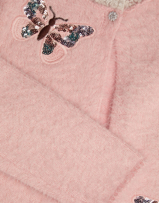 Sequin Butterfly Fluffy Cardigan, Pink (PINK), large