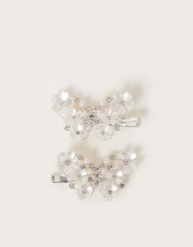 2-Pack Metal Pearl Butterfly Hair Clips, , large