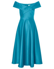 Sigourney Satin Midi Dress, Teal (TEAL), large