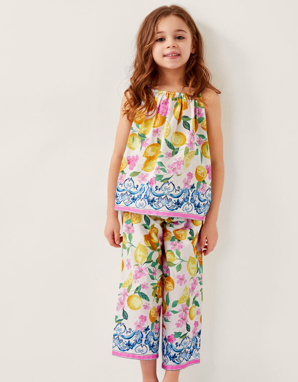 Lemon Print Cami Top and Trousers Set, Yellow (YELLOW), large