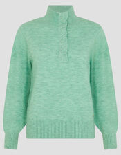 Connie Half Button Jumper, Green (GREEN), large