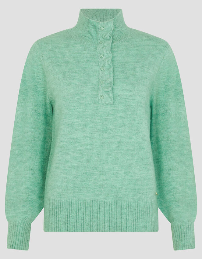 Connie Half Button Jumper, Green (GREEN), large