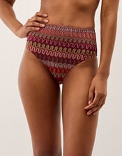 Zaria Crochet High Waist Bikini Bottoms, Red (BURGUNDY), large