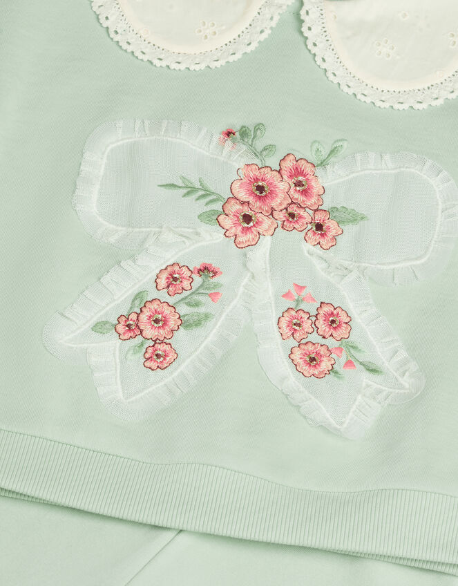 Baby Embroidered Bow Sweatshirt & Leggings Set, Green (GREEN), large