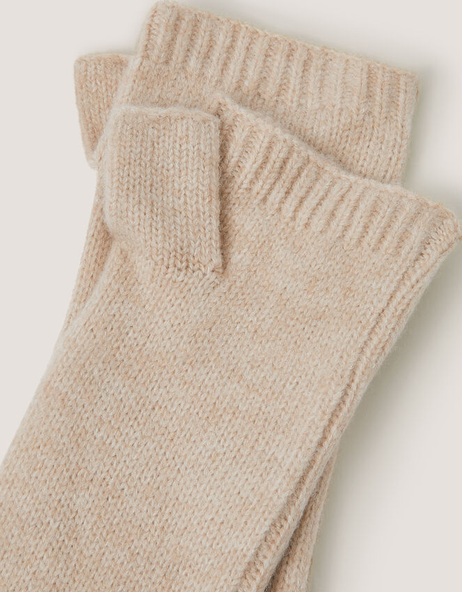 Yvie Knitted Wrist Warmers, Natural (NATURAL), large
